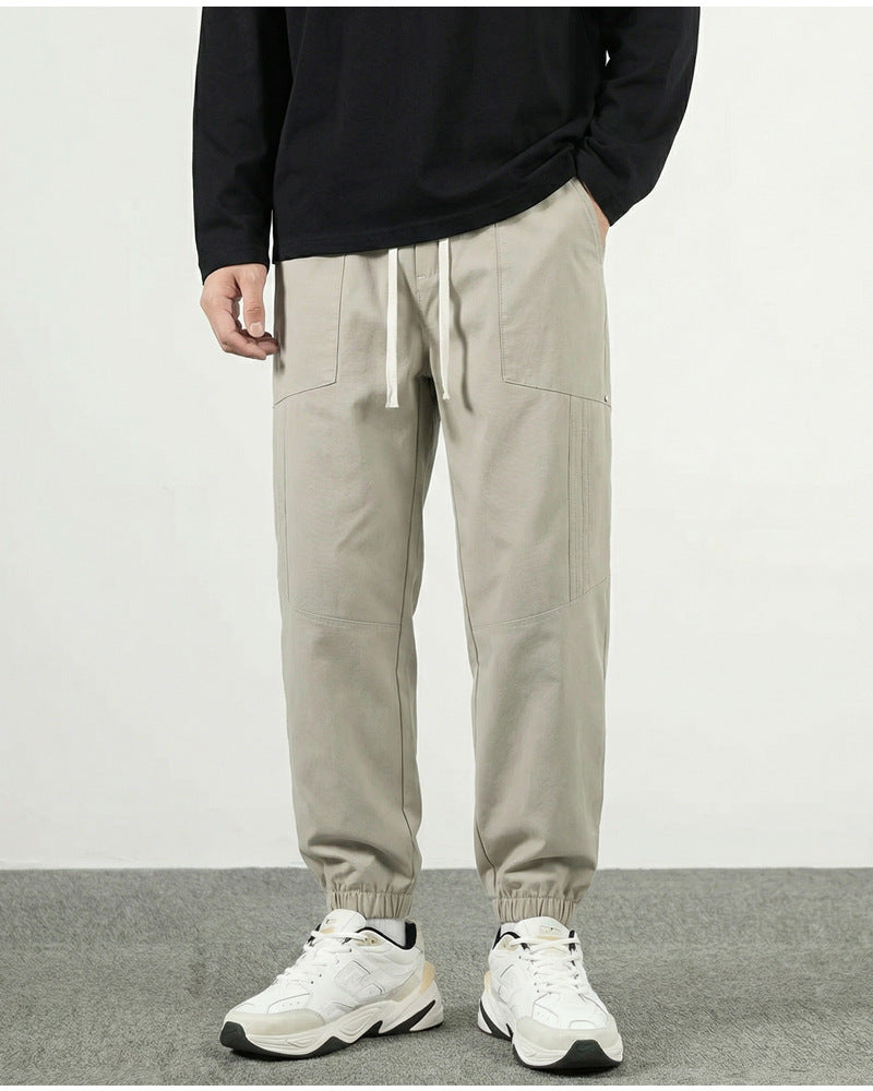 CBA7005-124B 春秋季鉚釘分割拼接束腳褲寬鬆薄款休閒褲(3色)