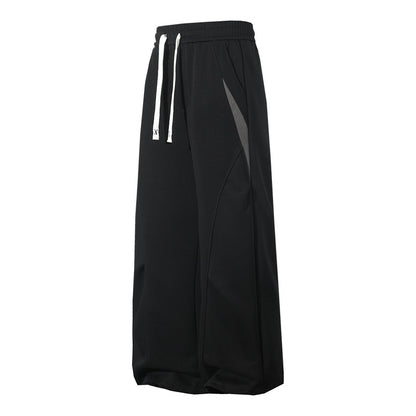 CBAdj2516-124B 拼色針織分割闊腿棉質百搭垂感直筒褲(2色)