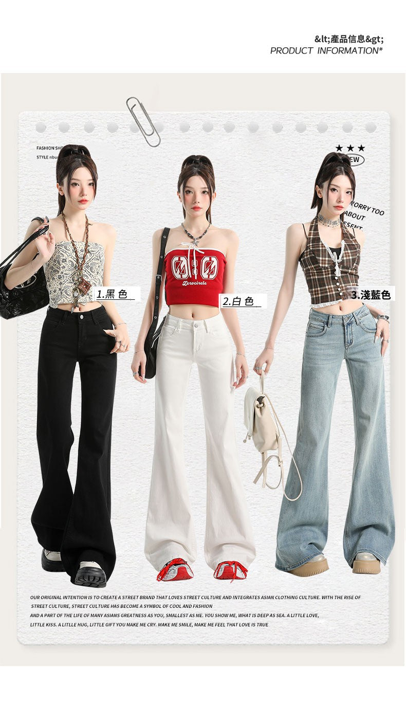 CGA071123-11B 春夏季低腰寬鬆微喇牛仔褲(3色.常規.加長款)