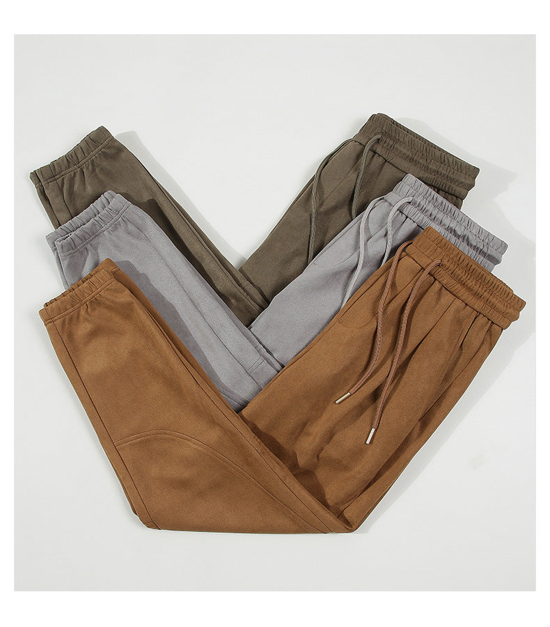 CBA93212-72B 春季280g仿麂皮絨復古束腳褲(3色)