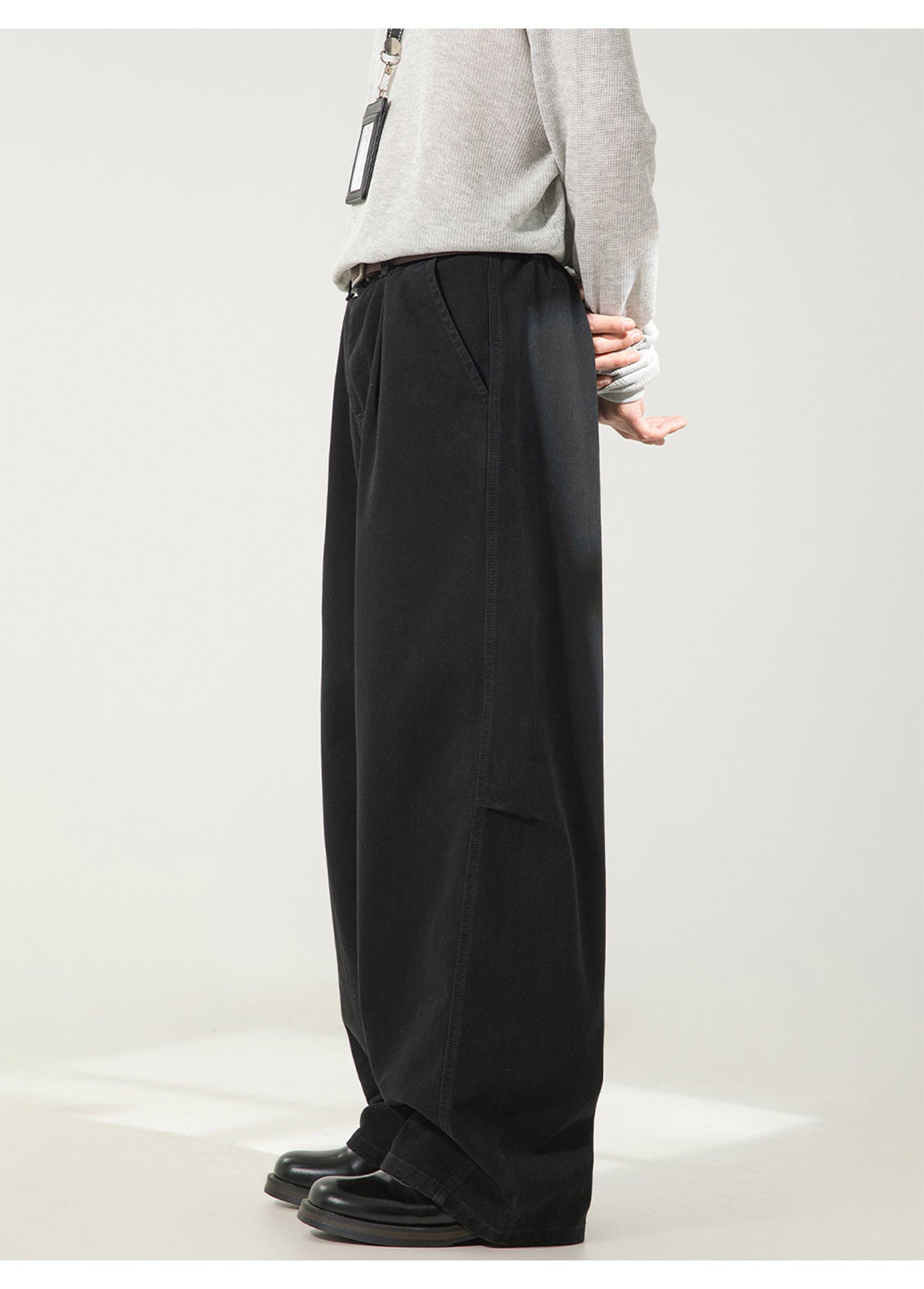 CBAOK2641-8H 分割打褶休閒褲春秋季純棉工裝直筒寬鬆長褲(3色)