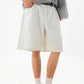 CBSON2607-8H 夏款分割打褶寬鬆復古水洗牛仔短褲(3色)