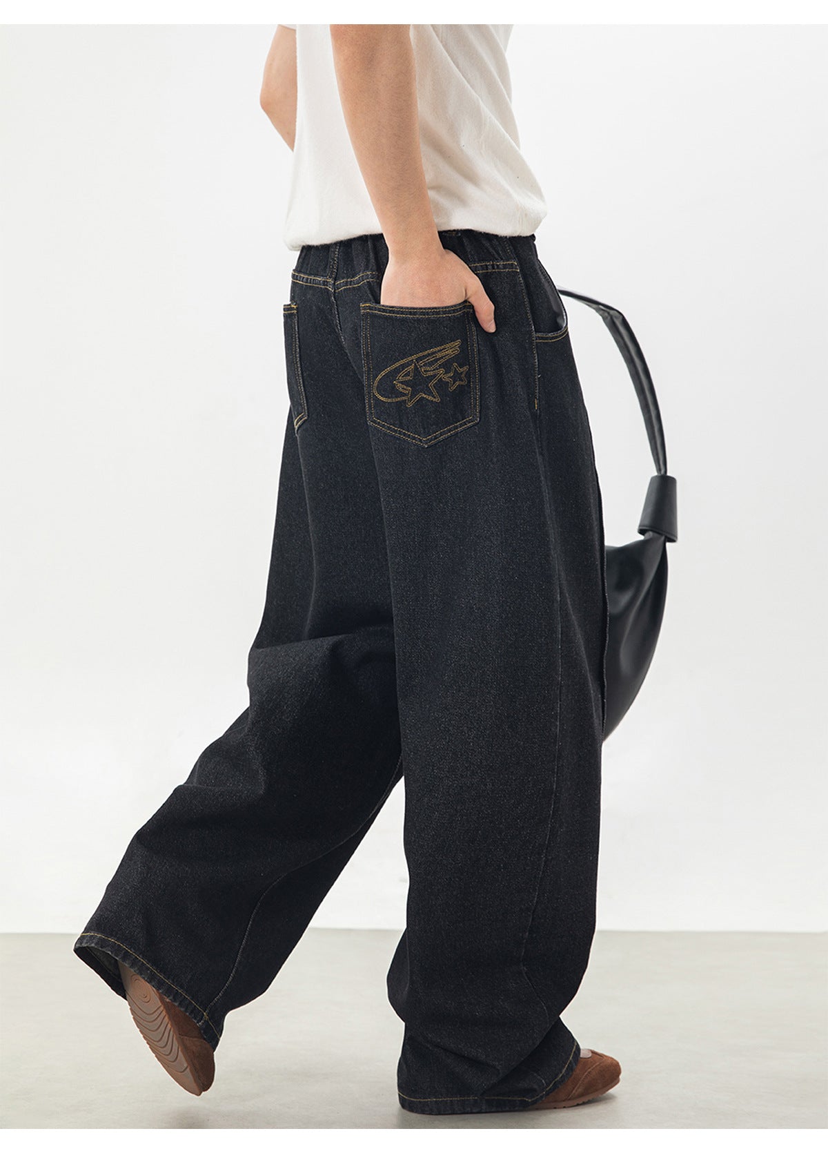 CBAON2636-8H 春季款撞色明線分割直筒寬鬆休閒長褲