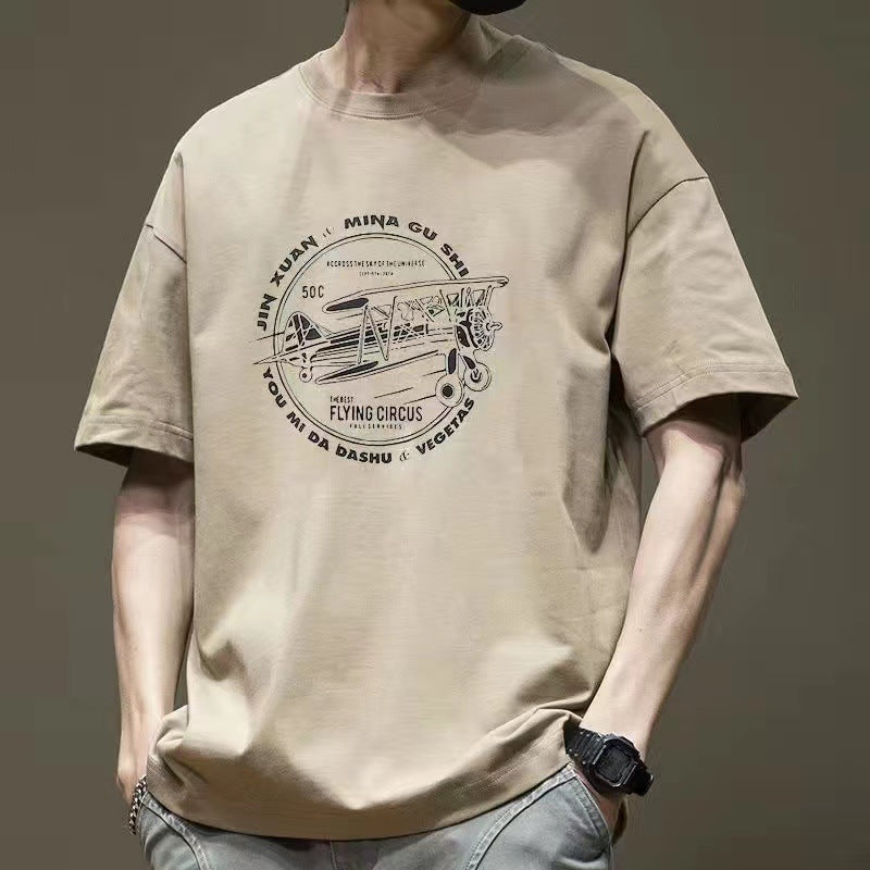 CBE385-96B 純棉200克重磅美式短袖寬鬆復古T恤(5色)