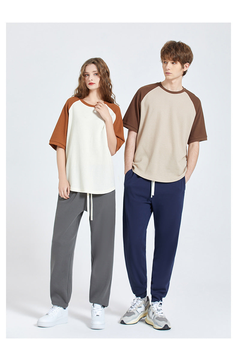 CBA93223-124B 秋季300g斜紋日系長褲錐型寬鬆純色針織束腳褲(5色)