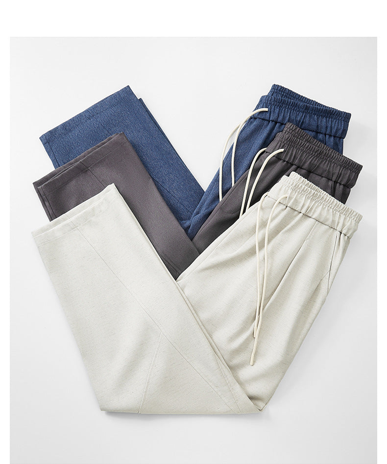 CBA93273-124B 日系390g秋季寬鬆亞麻直筒休閒褲(3色)