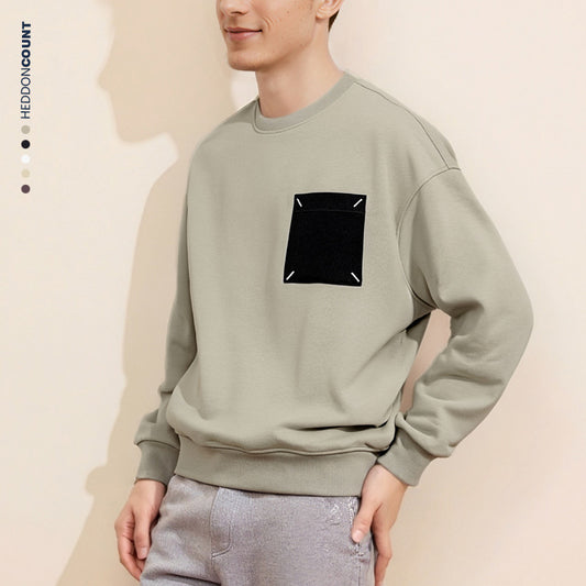 CBDXFL2401-124B 秋冬加厚350g拼色貼袋圓領長袖套頭上衣(5色)