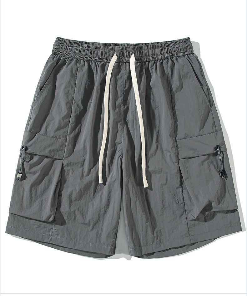 CBS2335-124B 立體口袋工裝速乾夏季寬鬆運動休閒垂感五分褲(3色)