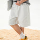 CBSON2607-8H 夏款分割打褶寬鬆復古水洗牛仔短褲(3色)