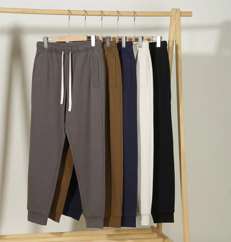 CBA93223-124B 秋季300g斜紋日系長褲錐型寬鬆純色針織束腳褲(5色)