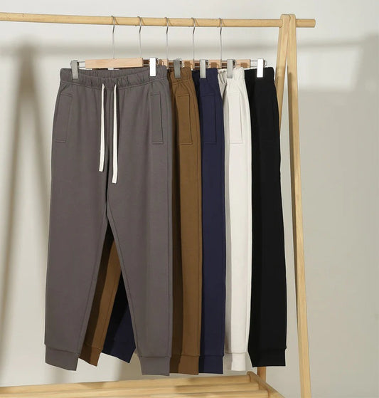 CBA93223-124B 秋季300g斜紋日系長褲錐型寬鬆純色針織束腳褲(5色)