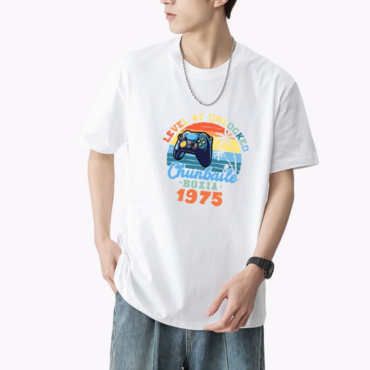 CBE8347-96B 純棉200克國潮T恤短袖寬鬆上衣字母印花(5色)