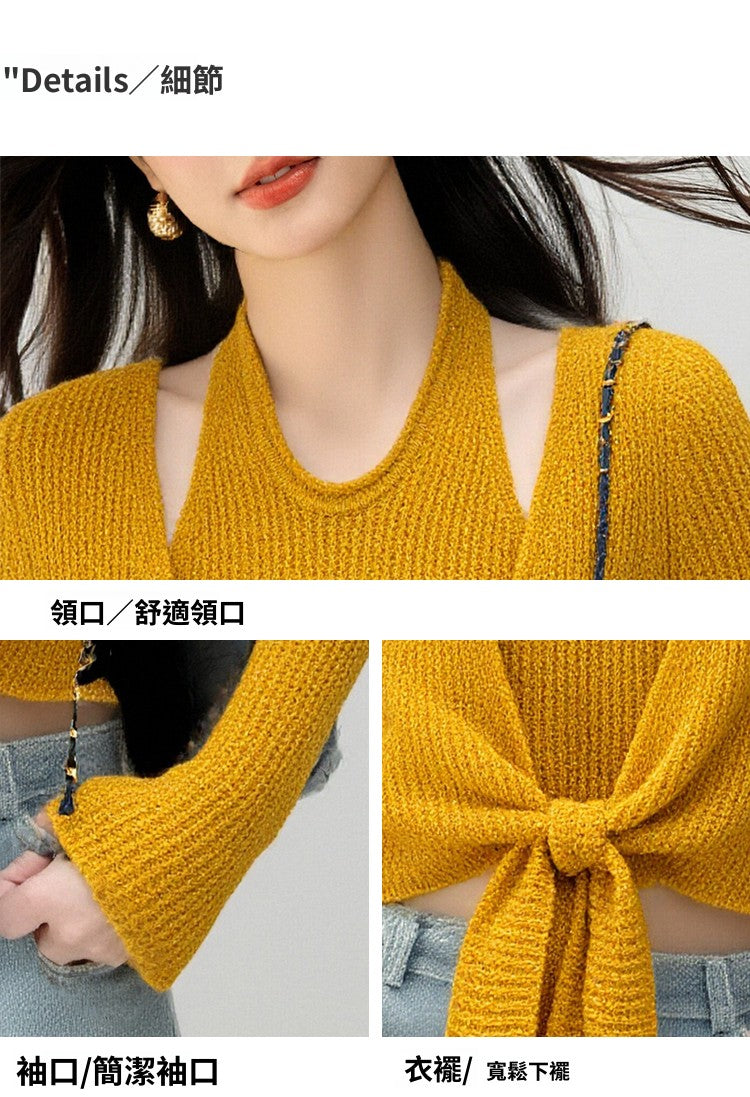 CGD6821-17B 針織衫毛衣秋季軟糯綿羊絨兩件套上衣(3色)