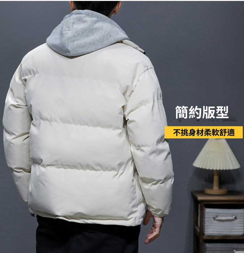CBCQM5099-65B 冬季假兩件連帽棉衣寬鬆百搭加厚保暖羽絨棉外套(4色)