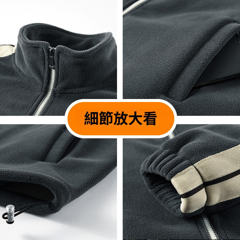 CBC2306-124B 搖粒絨冬季立領拼色戶外運動保暖外套加絨加厚(3色)
