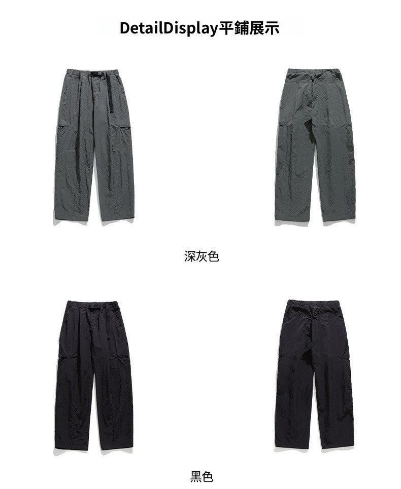 CBAKB2155-8H 戶外機能風休閒褲春季防潑水側邊口袋設計寬鬆工裝長褲(2色)