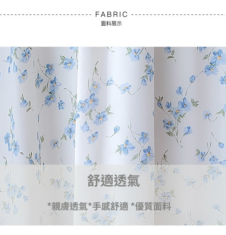 📺︎︎  CGB0895-41B 夏季復古荷葉邊雪紡印花連衣A字裙