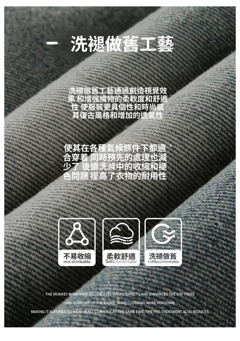 CBSMN2371-8H 立體活頁設計牛仔短褲夏季層次打褶做舊工裝五分褲(2色)