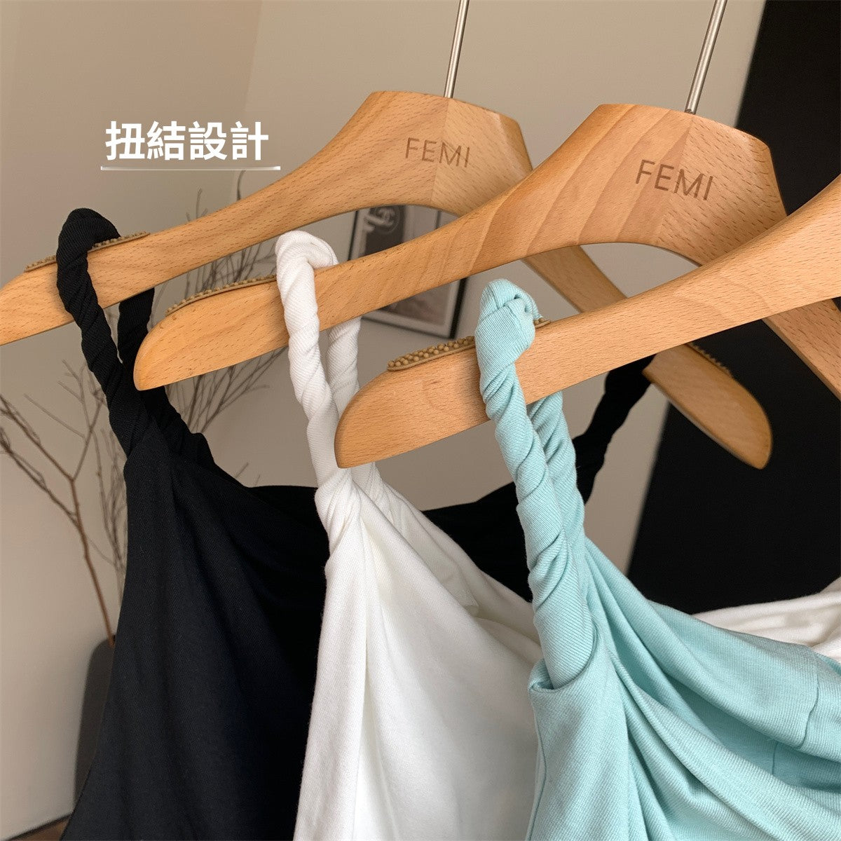 CGF3273-98B 一字領氣質扭結上衣(6色)