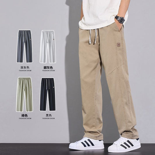 CBAMP2502-65B 夏季純棉水洗復古鬆緊腰直筒休閒褲(5色)