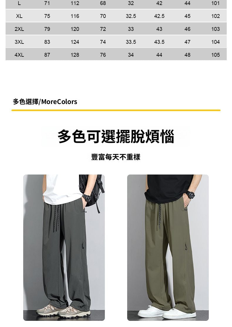CBAYM2-778-1B 冰絲速乾美式工裝褲拉鍊設計衝鋒褲寬鬆直筒褲(2色)