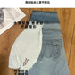 CGA9040-36H 蝴蝶結春季新款中高腰微喇牛仔褲