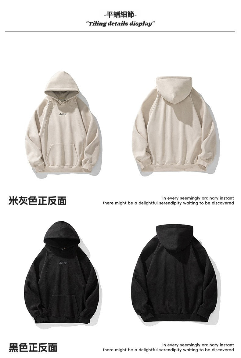 CBDL3848-8H 麂皮絨400G連帽春季款分割設計復古插肩袖帽衫(3色)