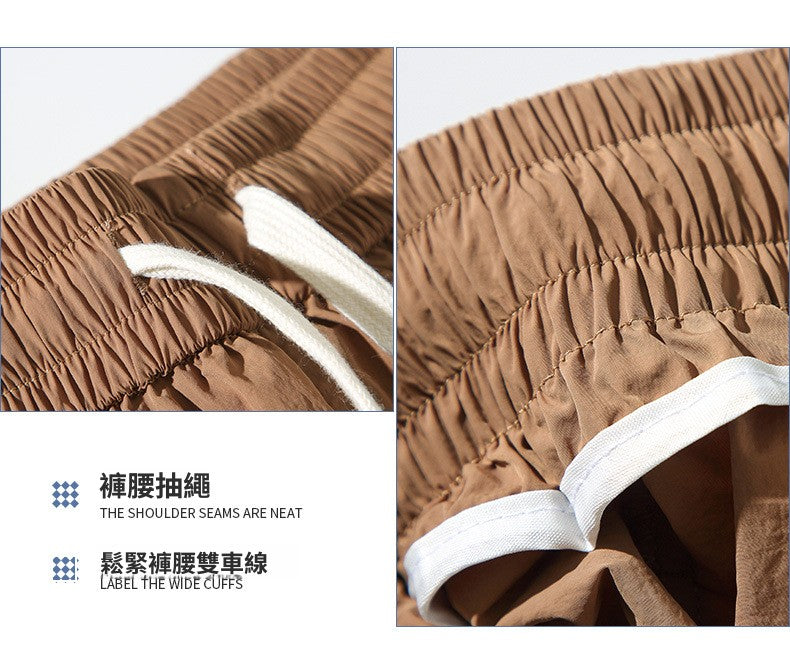 CBS2335-124B 立體口袋工裝速乾夏季寬鬆運動休閒垂感五分褲(3色)