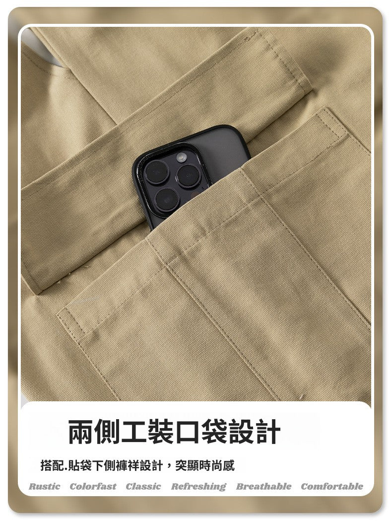 CBAL2297-8H 純棉復古工裝直筒褲春季拼接設計寬鬆潮牌長褲(3色)