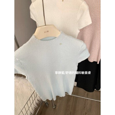 📺︎︎ CGE5914-1-80B 短款修身上衣夏季氣質短袖T恤(7色)