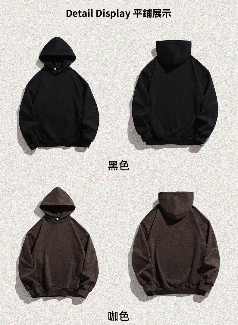 CBDK3766-1-8H 復古美式重磅連帽春季款寬鬆純長袖上衣(男女同款.4色)