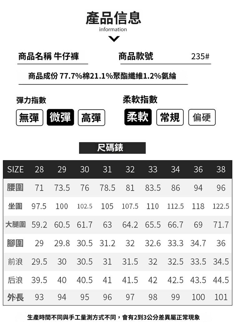 CBAJD235-65B 春夏季款彈力寬鬆微哈倫小脚牛仔褲(2色)
