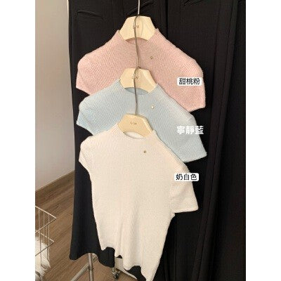 📺︎︎ CGE5914-1-80B 短款修身上衣夏季氣質短袖T恤(7色)