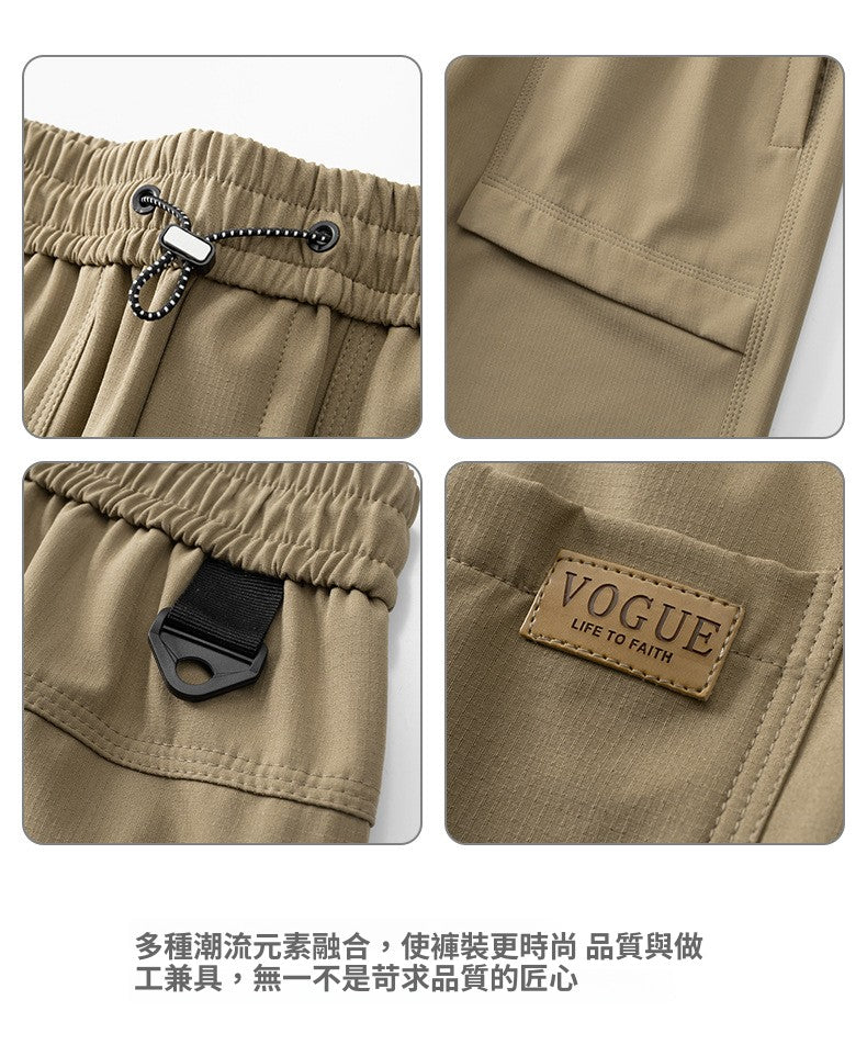 CBA3713-124B 春秋寬鬆縮腳休閒褲工裝口袋機能褲長褲(4色)