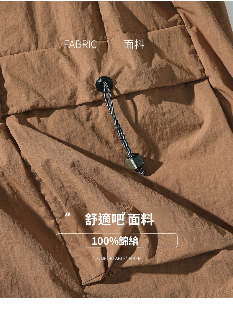 CBS2335-124B 立體口袋工裝速乾夏季寬鬆運動休閒垂感五分褲(3色)