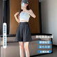 CGS 167-101B 西裝短褲夏高腰A字寬鬆5分中褲(3色)