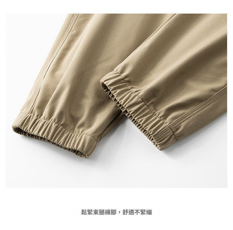 CBA3713-124B 春秋寬鬆縮腳休閒褲工裝口袋機能褲長褲(4色)