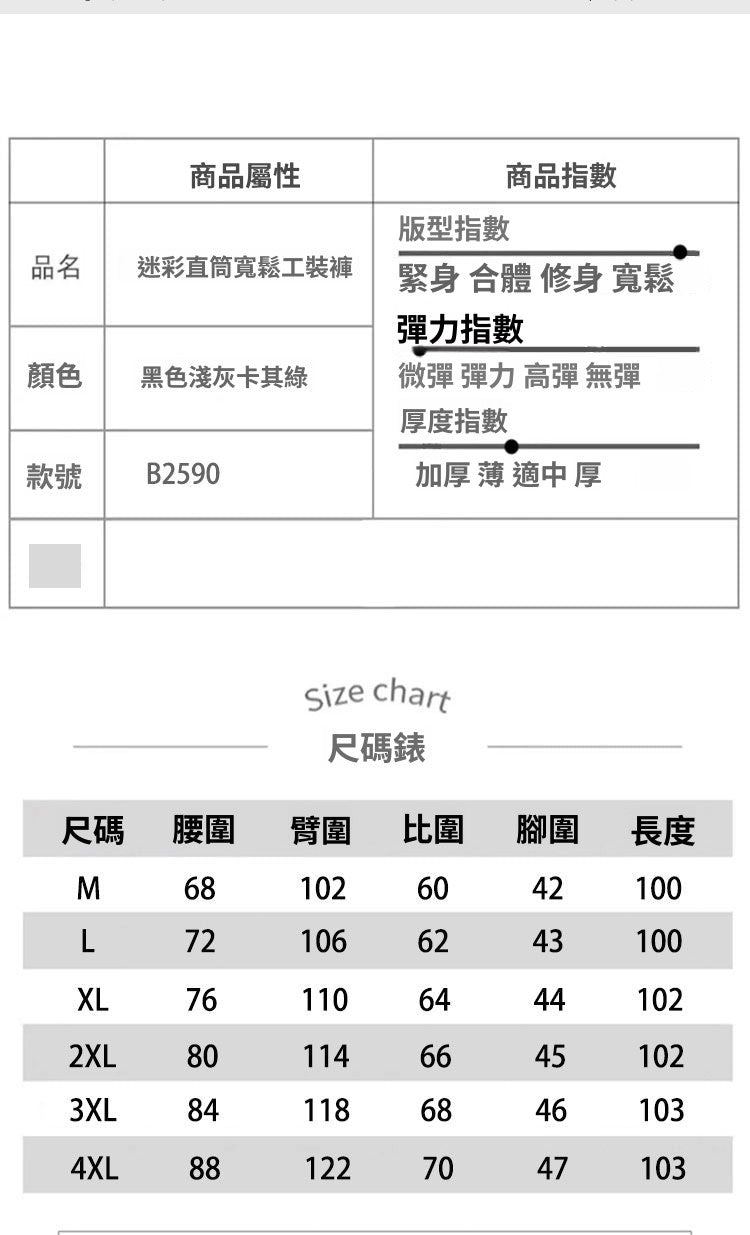 CBAQ8-B2590-1B 夏季薄款髒髒彎刀褲復古工裝寬鬆直筒(3色)