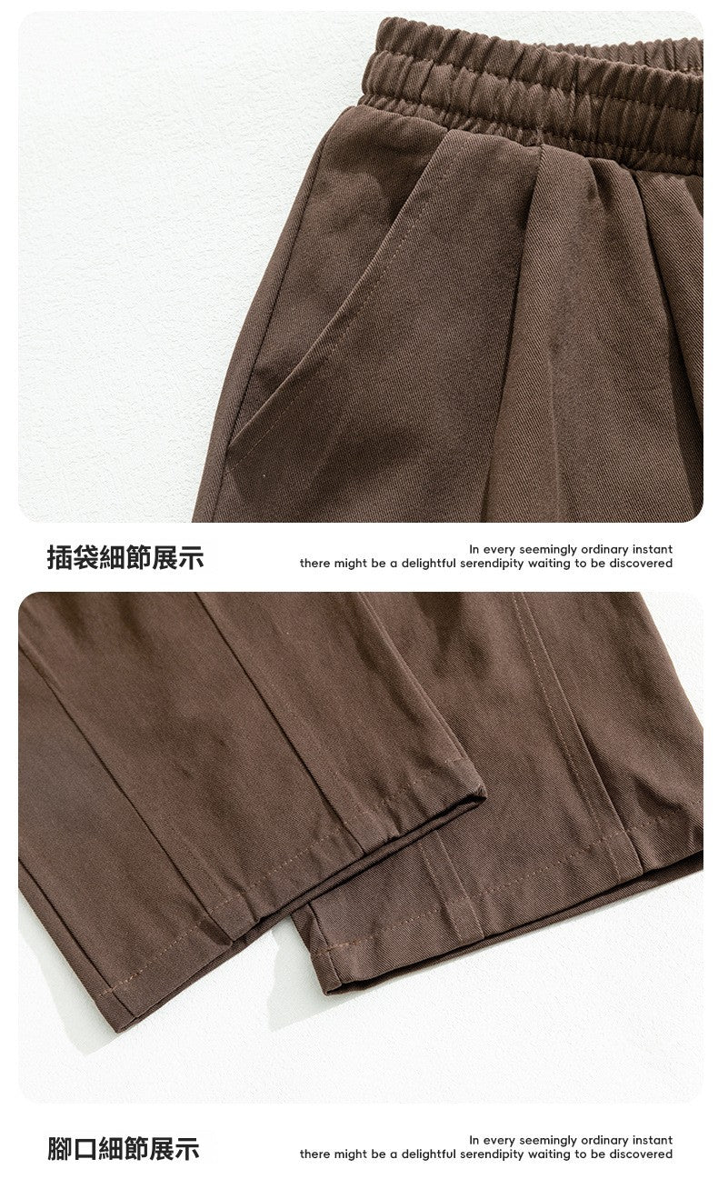 CBAK2148-8H 日系復古砂洗純棉休閒褲春季立體打褶百搭長褲(4色)