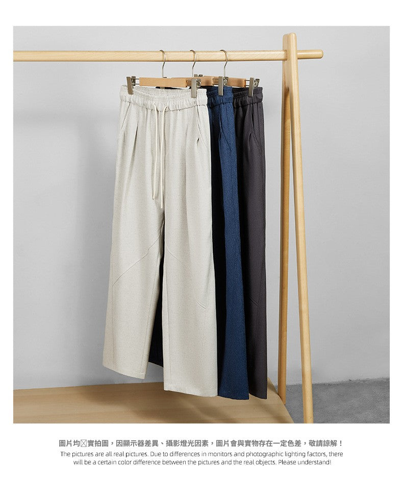 CBA93273-124B 日系390g秋季寬鬆亞麻直筒休閒褲(3色)